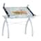 Studio Designs Futura Glass Top Craft Station with Folding Shelf in White